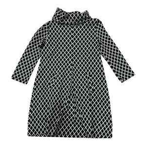 Tyler Boe Black Kim Argyle Cowl Neck Mini Sweater Dress M